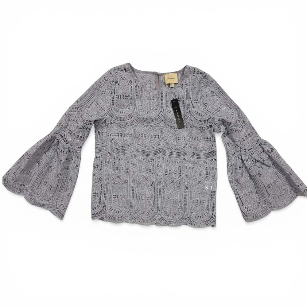 NWT Lavender Crochet Lace Flare Bell Sleeve Blouse Boho Festival